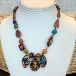 Multi-Color and Copper Adjustable Necklace from Chico's